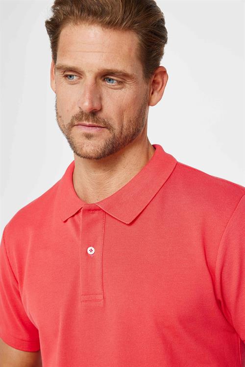 Erkek Slim Fit Dar Kesim %100 Pamuk Düz Pike Nar Renk Polo Yaka Tişört