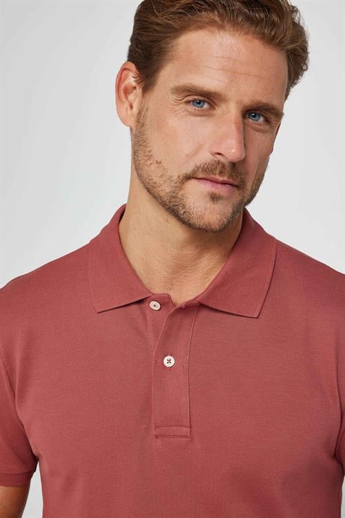 Erkek Slim Fit Dar Kesim %100 Pamuk Düz Pike Kiremit Polo Yaka Tişört