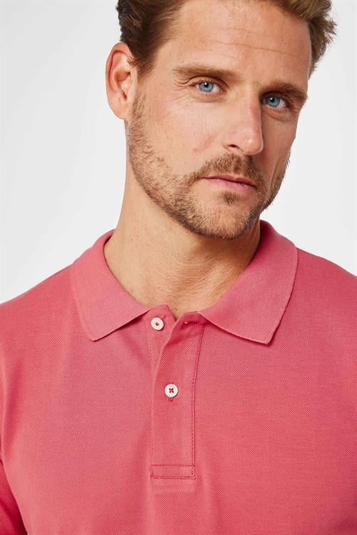 Erkek Slim Fit Dar Kesim %100 Pamuk Düz Pike Pudra Renk Polo Yaka Tişört