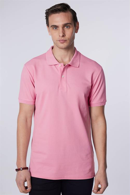 Erkek Slim Fit Dar Kesim %100 Pamuk Düz Pike Lila Polo Yaka Tişört