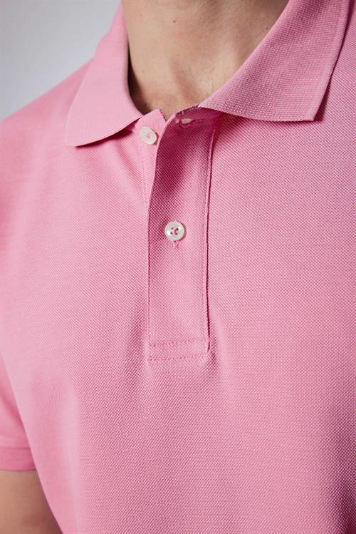 Erkek Slim Fit Dar Kesim %100 Pamuk Düz Pike Lila Polo Yaka Tişört