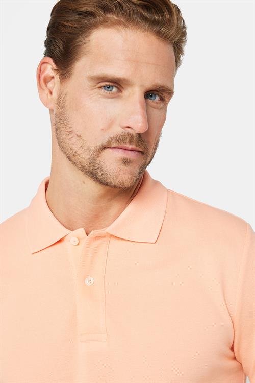 Erkek Slim Fit Dar Kesim %100 Pamuk Düz Pike Somon Renk Polo Yaka Tişört