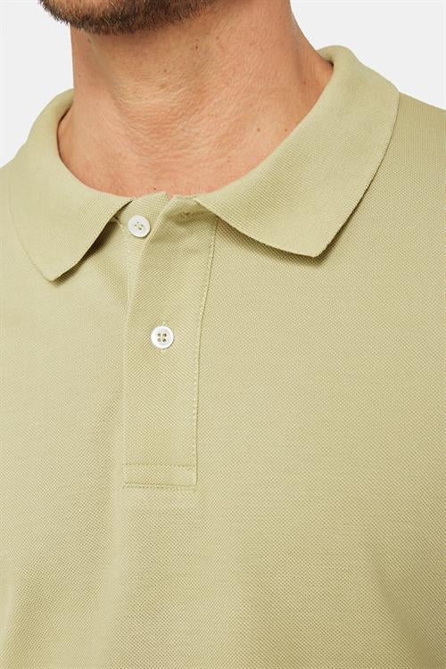 Erkek Slim Fit Dar Kesim %100 Pamuk Düz Pike Yeşil Polo Yaka Tişört