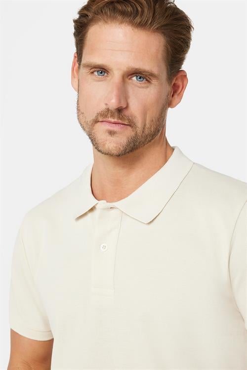 Erkek Slim Fit Dar Kesim %100 Pamuk Düz Pike Ekru Polo Yaka Tişört