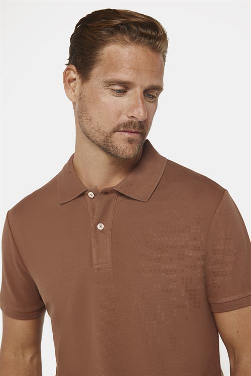 Erkek Slim Fit Dar Kesim %100 Pamuk Düz Pike Kahverengi Polo Yaka Tişört