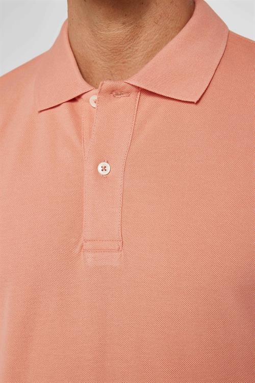 Erkek Slim Fit Dar Kesim %100 Pamuk Düz Pike Mercan Polo Yaka Tişört