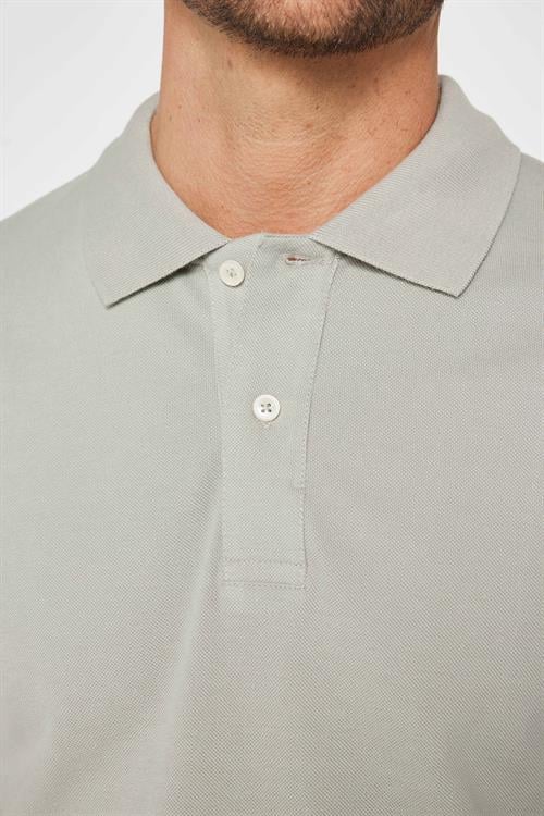 Erkek Slim Fit Dar Kesim %100 Pamuk Düz Pike Gri Polo Yaka Tişört