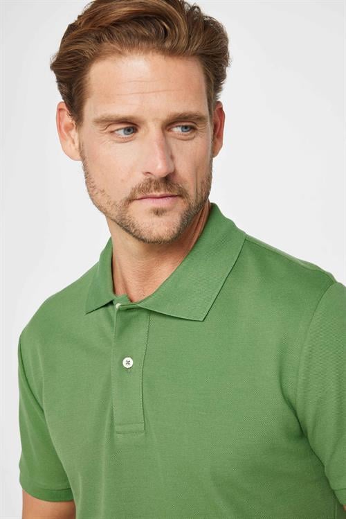Erkek Slim Fit Dar Kesim %100 Pamuk Düz Pike Yeşil Polo Yaka Tişört