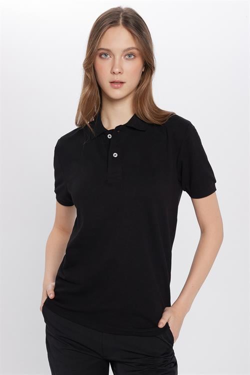 Erkek Slim Fit Dar Kesim Pamuklu Yumuşak Doku Nefes Alan Kumaş Kıvrılmaz Yaka Siyah Polo Yaka Tişört