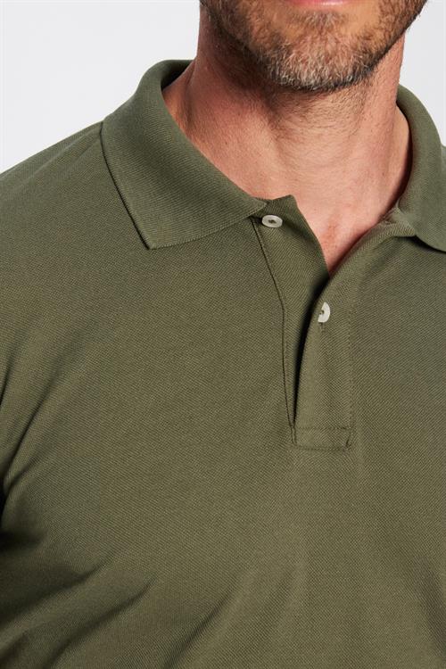 Erkek Slim Fit Dar Kesim Pamuklu Yumuşak Doku Nefes Alan Kumaş Kıvrılmaz Yaka Haki Polo Yaka Tişört