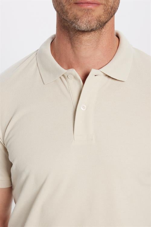 Erkek Slim Fit Dar Kesim Pamuklu Yumuşak Dokulu Serin Tutan Kumaş Düz Pike Beyaz Polo Yaka Tişört