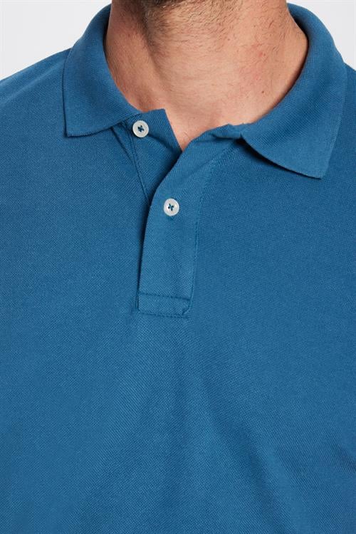 Erkek Slim Fit Dar Kesim Pamuklu Yumuşak Dokulu Serin Tutan Kumaş Düz Pike Petrol Polo Yaka Tişört
