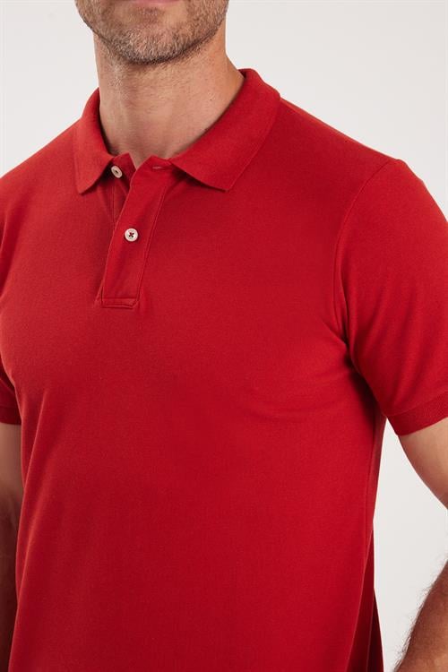 Erkek Slim Fit Dar Kesim Pamuklu Yumuşak Dokulu Serin Tutan Kumaş Düz Pike Bordo Polo Yaka Tişört
