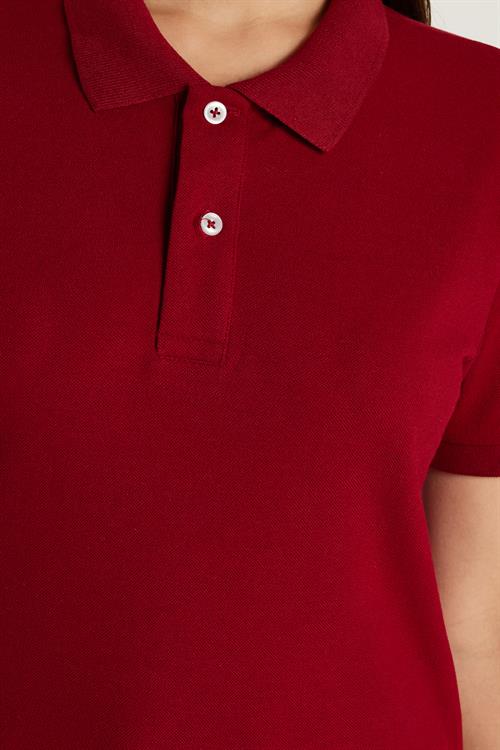 Erkek Slim Fit Dar Kesim Pamuklu Yumuşak Doku Nefes Alan Kumaş Kıvrılmaz Yaka Bordo Polo Yaka Tişört