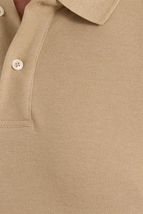Erkek Slim Fit Dar Kesim Pamuklu Yumuşak Dokulu Serin Tutan Kumaş Düz Pike Bej Polo Yaka Tişört