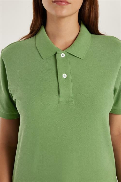 Erkek Slim Fit Dar Kesim Pamuklu Yumuşak Dokulu Serin Tutan Kumaş Düz Pike Yeşil Polo Yaka Tişört