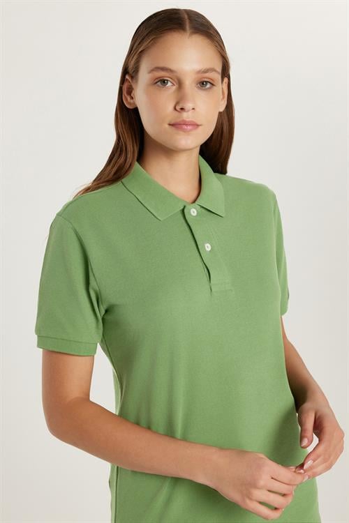 Erkek Slim Fit Dar Kesim Pamuklu Yumuşak Dokulu Serin Tutan Kumaş Düz Pike Yeşil Polo Yaka Tişört
