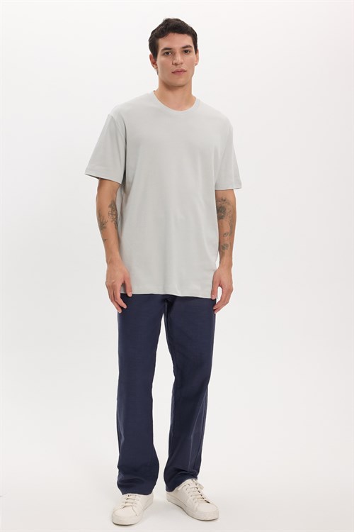 Unisex Relax Fit Rahat Kesim %100 Pamuk Yumuşak Dokulu Hafif Kalın Basic Bisiklet Yaka Gri Tişört