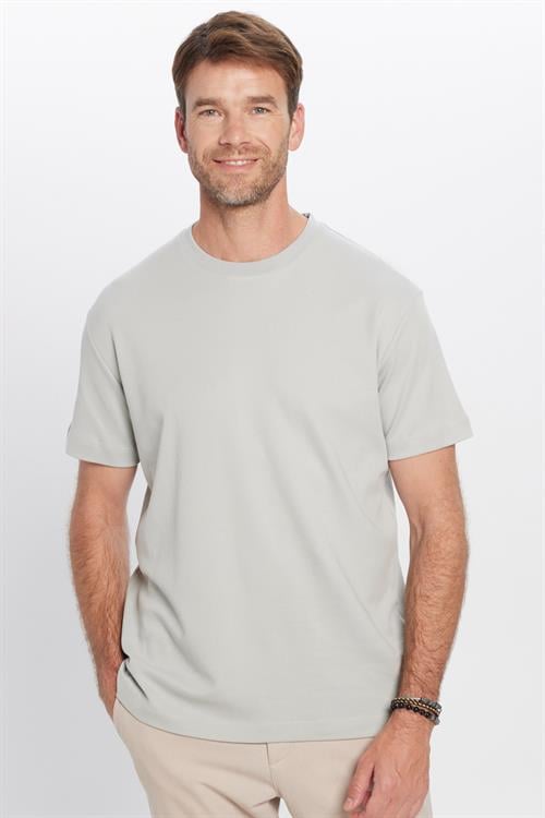 Unisex Relax Fit Rahat Kesim %100 Pamuk Yumuşak Dokulu Hafif Kalın Basic Bisiklet Yaka Gri Tişört