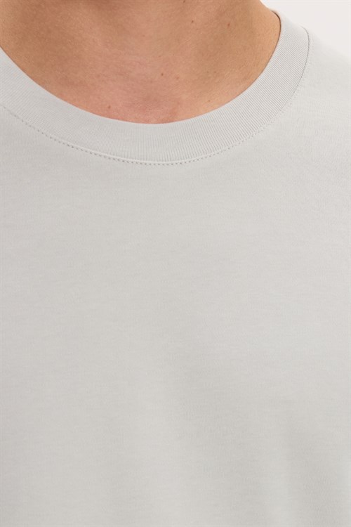 Unisex Relax Fit Rahat Kesim %100 Pamuk Yumuşak Dokulu Hafif Kalın Basic Bisiklet Yaka Gri Tişört