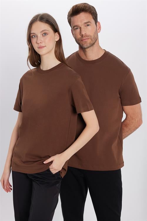 Unisex Relax Fit Rahat Kesim %100 Pamuk Yumuşak Dokulu Hafif Kalın Basic Bisiklet Yaka Taş Tişört