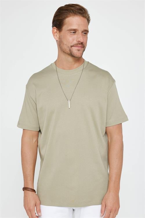 Unisex Relax Fit Rahat Kesim %100 Pamuk Yumuşak Dokulu Hafif Kalın Bisiklet Yaka Kahverengi Tişört
