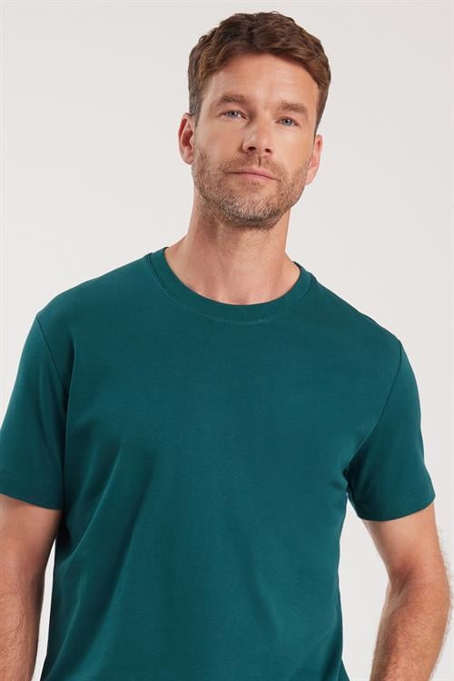 Unisex Relax Fit Rahat Kesim %100 Pamuk Yumuşak Dokulu Hafif Kalın Yeşil Bisiklet Yaka Tişört