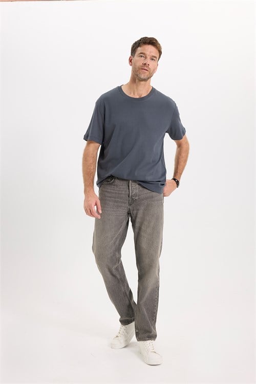 Unisex Relax Fit Rahat Kesim %100 Pamuk Yumuşak Dokulu Hafif Kalın Füme Bisiklet Yaka Tişört