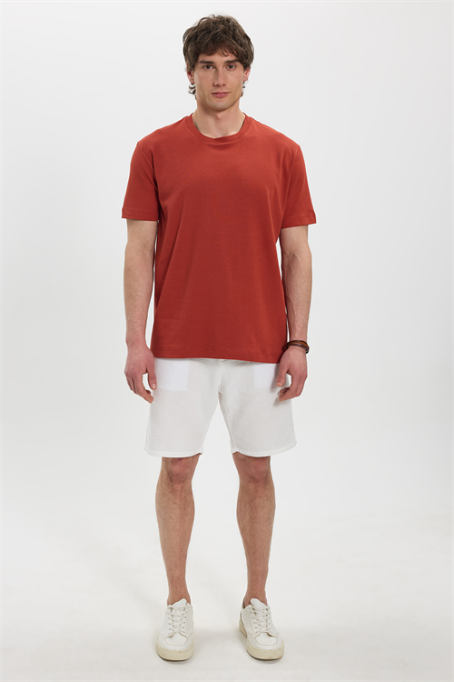 Unisex Relax Fit Rahat Kesim %100 Pamuk Yumuşak Dokulu Hafif Kalın Kiremit Bisiklet Yaka Tişört