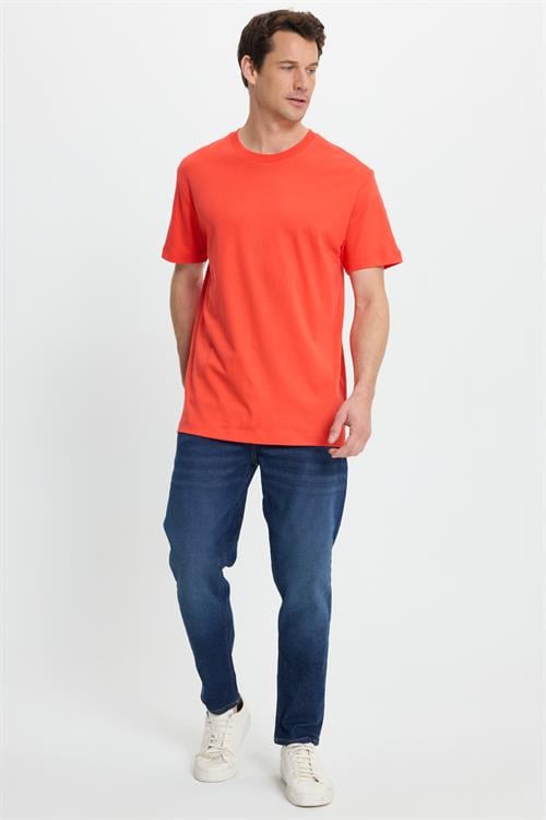 Unisex Relax Fit Rahat Kesim %100 Pamuk Yumuşak Dokulu Hafif Kalın Nar Bisiklet Yaka Tişört