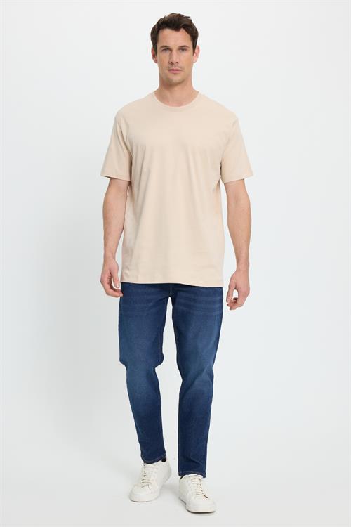 Unisex Relax Fit Rahat Kesim %100 Pamuk Yumuşak Dokulu Hafif Kalın Basic Bisiklet Yaka Taş Tişört