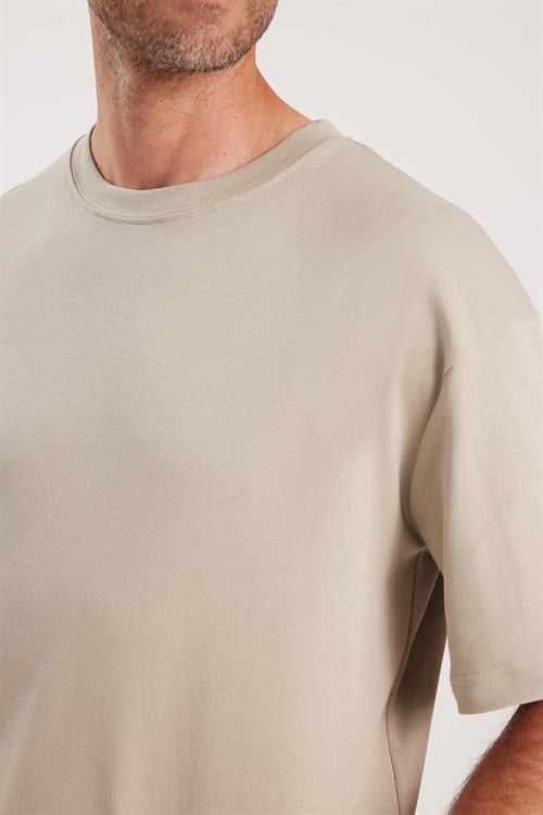 Unisex Oversize Geniş Kesim %100 Pamuk Yumuşak Dokulu Basic Bisiklet Yaka Taş Tişört