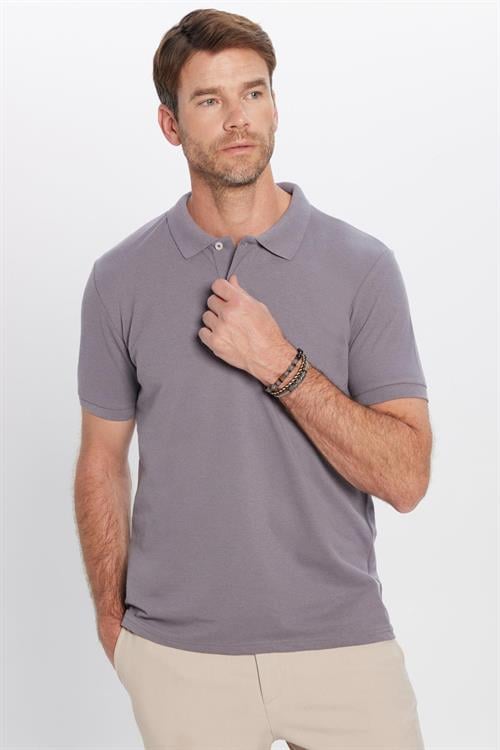 Erkek 5li Paket Siyah-Beyaz-Ekru-Taş-Gri Slim Fit Dar Kesim Pamuklu Düz Pike Polo Yaka Tişört