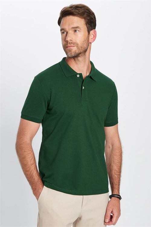 Erkek 5li Paket Yeşil Tonları Slim Fit Dar Kesim Pamuklu Düz Pike Polo Yaka Tişört