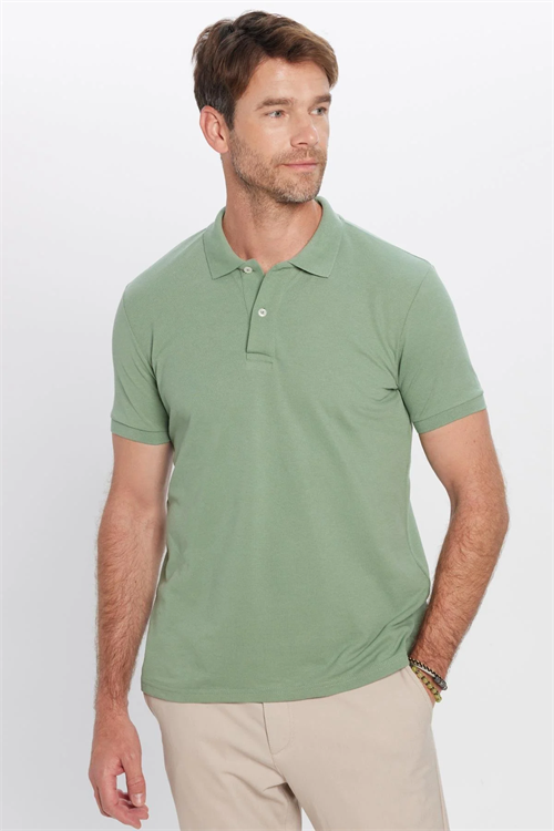 Erkek 5li Paket Yeşil Tonları Slim Fit Dar Kesim Pamuklu Düz Pike Polo Yaka Tişört