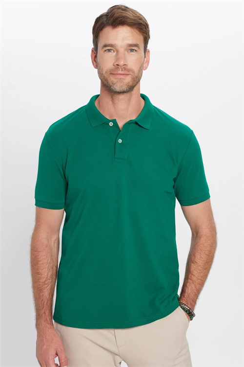 Erkek 5li Paket Yeşil Tonları Slim Fit Dar Kesim Pamuklu Düz Pike Polo Yaka Tişört