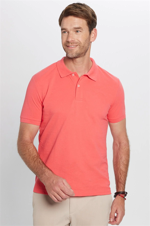 Erkek 5li Paket K. Sax-Sarı-Turuncu-Yeşil-Beyaz Slim Fit Dar Kesim Pamuklu Düz Pike Polo Yaka Tişört