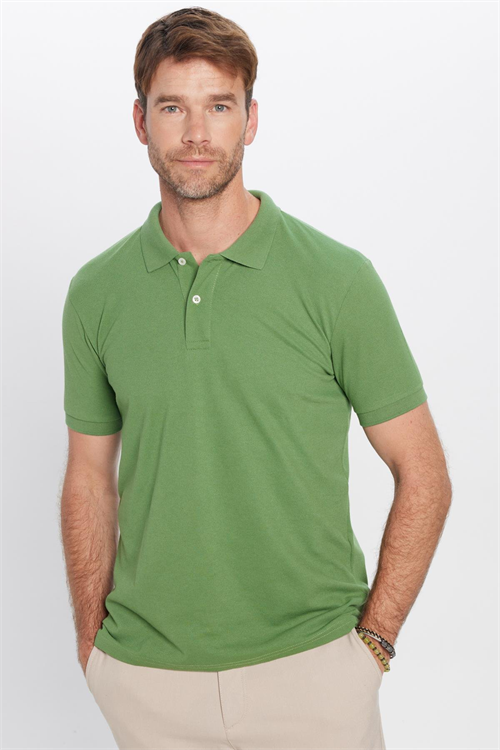Erkek 5li Paket K. Sax-Sarı-Turuncu-Yeşil-Beyaz Slim Fit Dar Kesim Pamuklu Düz Pike Polo Yaka Tişört
