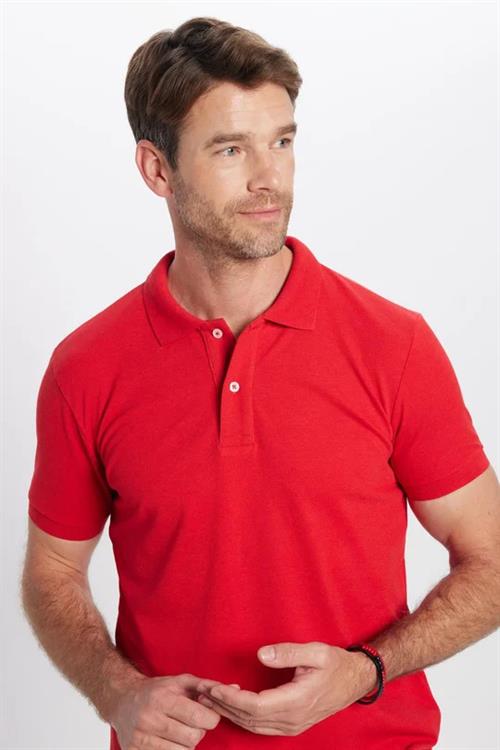 Erkek 5li Paket Siyah-Haki-Koyu Mavi-Kırmızı-Beyaz Slim Fit Pamuklu Düz Pike Polo Yaka Tişört