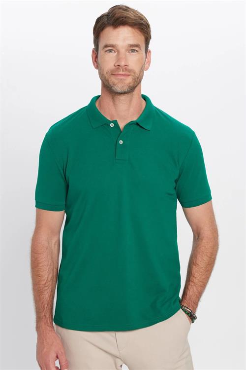 Erkek 5li Paket Siyah-Haki-Bordo-Zümrüt Yeşili-Mavi Slim Fit Pamuklu Düz Pike Polo Yaka Tişört