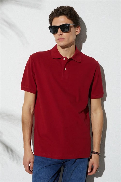Erkek 5li Paket Haki-Yeşil-Lacivert-Mavi-Siyah Slim Fit Dar Kesim Pamuklu Düz Polo Yaka Tişört