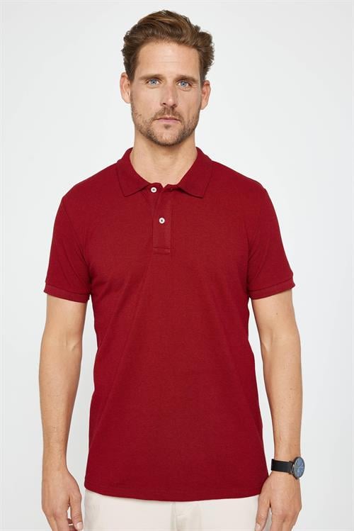 Erkek 5li Paket Siyah-Yeşil-Mavi-Bordo-Haki Slim Fit Pamuklu Düz Pike Polo Yaka Tişört