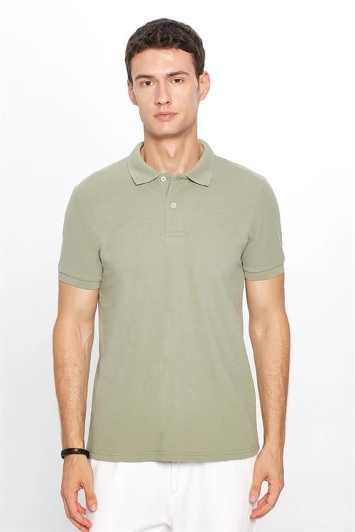 Erkek 5li Paket Siyah-Yeşil-Mavi-Bordo-Haki Slim Fit Pamuklu Düz Pike Polo Yaka Tişört
