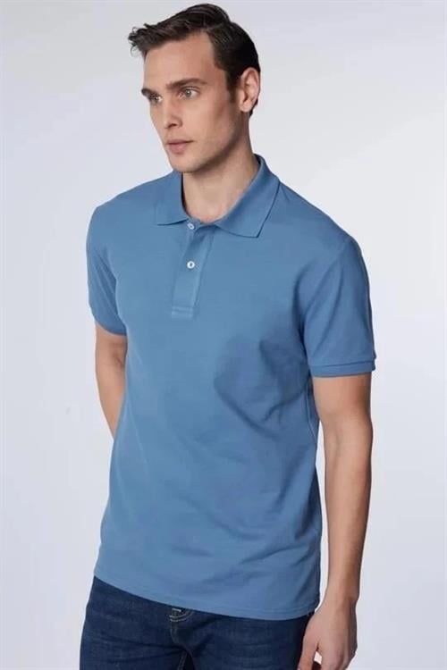 Erkek 5li Paket Gri-Mavi-Haki-Yeşil-Siyah Slim Fit Pamuklu Düz Pike Polo Yaka Tişört