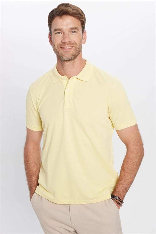 Erkek 5li Paket Siyah-Sarı-Haki-Ekru-Kahverengi Slim Fit Pamuklu Düz Pike Polo Yaka Tişört