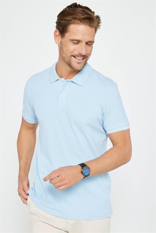 Erkek 5li Paket Siyah-Mavi-Gri-Vizon-Petrol Slim Fit Pamuklu Düz Pike Polo Yaka Tişört