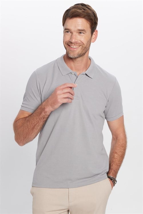 Erkek 5li Paket Siyah-Kahverengi-Gri-Lacivert-Petrol Slim Fit Dar Kesim Pamuklu Düz Pike Polo Yaka Tişört