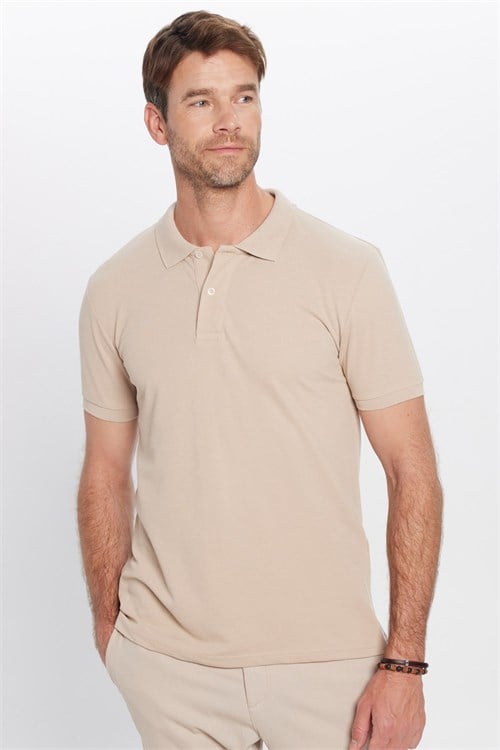 Erkek 5li Paket Siyah-Taş-Gri-Mor-Beyaz Slim Fit Dar Kesim Pamuklu Düz Pike Polo Yaka Tişört