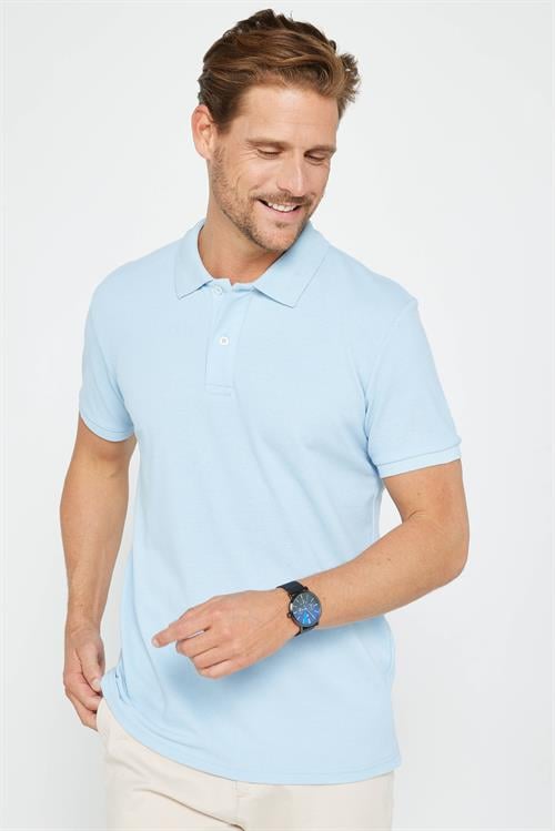 Erkek 3lü Paket Siyah-Mavi-Beyaz Slim Fit Dar Kesim Pamuklu Düz Pike Polo Yaka Tişört