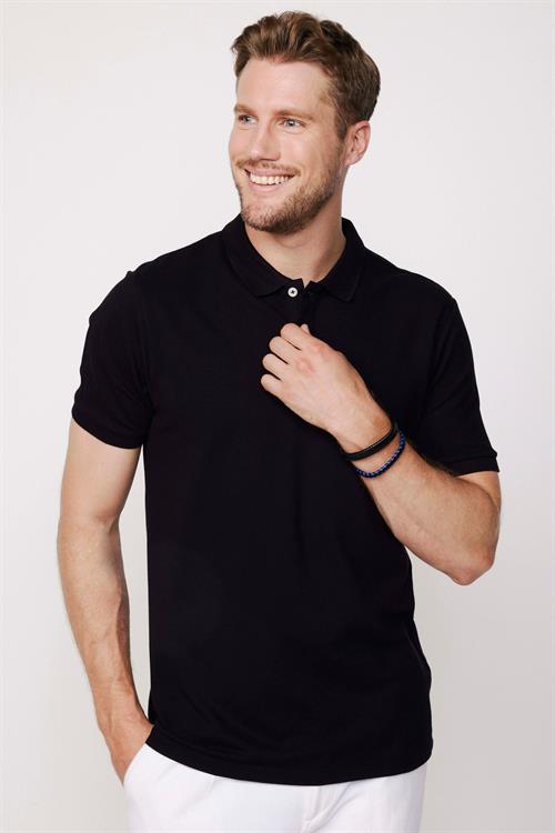 Erkek Slim Fit %100 Pamuk Yumuşak Doku 5li Beyaz-Siyah-Lacivert-Açık Haki-Mavi Düz Polo Yaka Tişört